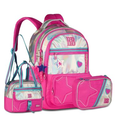 Kit Holográfico Rebecca Bonbon Mochila com Lancheira e Estojo